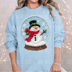 Snowman Snow Globe Faux Yarn DTF Transfer (SBB)