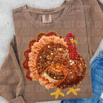 Turkey Thanksgiving Faux Sequins DTF Transfer (SBB)