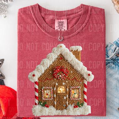 Gingerbread House Faux Yarn DTF Transfer (SBB)