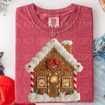 Gingerbread House Faux Yarn DTF Transfer (SBB)
