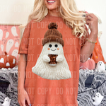 Ghost Brown Hat Coffee Faux Yarn DTF Transfer (SBB)