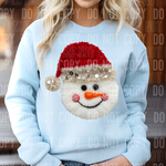 Snowman Face Faux Yarn Sequin DTF Transfer (SBB)