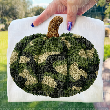 Camo Pumpkin Faux Yarn DTF Transfer (SBB)