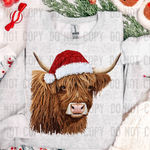 Highland Cow Christmas Faux Yarn DTF Transfer (SBB)