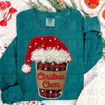 Christmas Cheer Plaid Coffee Faux Yarn DTF Transfer (SBB)