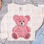 Pink Bear Faux Yarn DTF Transfer (SBB)