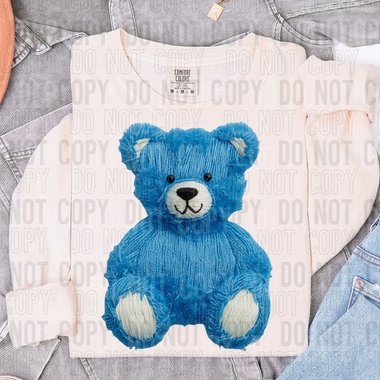Blue Bear Faux Yarn DTF Transfer (SBB)