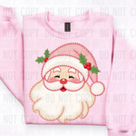 Santa Pink Faux Embroidery DTF Transfer (SBB)