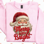 Merry and Bright Santa Faux Yarn DTF Transfer (SBB)