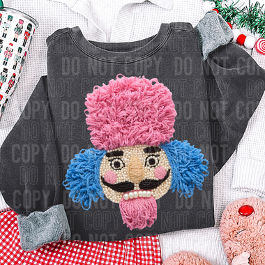Nutcracker Pink Blue Faux Yarn DTF Transfer (SBB)