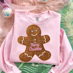 Merry Christmas Gingerbread Faux Yarn DTF Transfer (SBB)