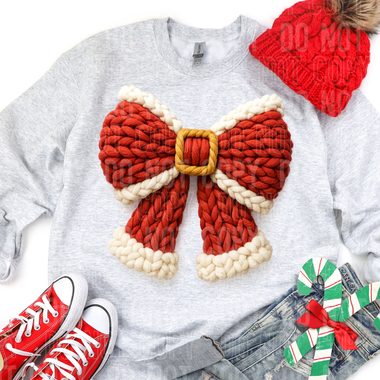 Santa Bow Christmas Faux Yarn DTF Transfer (SBB)