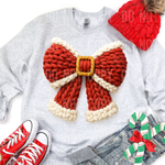 Santa Bow Christmas Faux Yarn DTF Transfer (SBB)