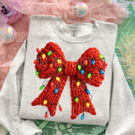 Christmas Light Bow Christmas Faux Yarn DTF Transfer (SBB)