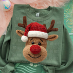 Reindeer Christmas Faux Yarn DTF Transfer (SBB)
