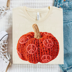 Peace Pumpkin Fall Faux Yarn DTF Transfer (SBB)