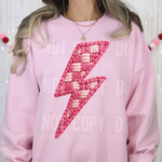Checkered Bolt Pink Faux Yarn DTF Transfer (SBB)