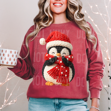 Penguin Winter Faux Yarn DTF Transfer (SBB)