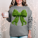 Green Coquette Bow Faux Yarn DTF Transfer (SBB)