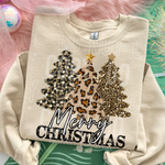 Merry Christmas Leopard Faux Sequin Trees DTF Transfer (SBB)