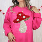 Valentine's Day Mushroom - Faux Sequins- DTF Transfer (SBB)