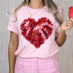 Valentine's Day Heart - Faux Yarn Sequins- DTF Transfer (SBB)