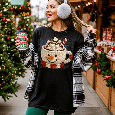 Hot Cocoa- Faux Yarn- Christmas- Winter - DTF Transfer (SBB)