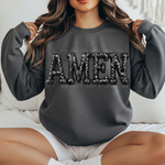 Amen- Faux Sequins- Black - DTF Transfer (SBB)