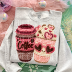 Coffee Valentine's Day Faux Yarn DTF Transfer (SBB)