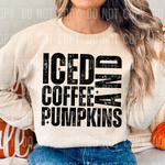 Iced Coffee and Pumpkins Black DTF Transfer (SBBB)