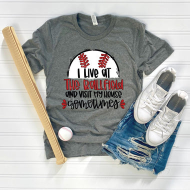 I Live at the Ballfield Baseball DTF Transfer