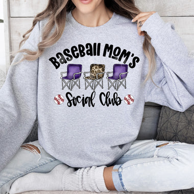 Baseball Mom's Social Club Purple Chairs DTF Transfer
