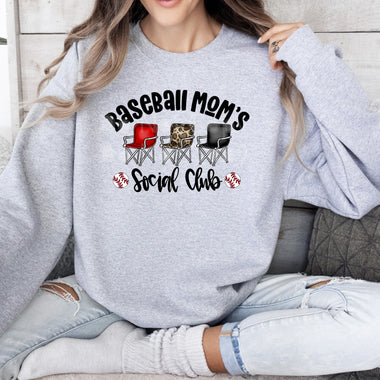 Baseball Mom's Social Club Red/Black Chairs DTF Transfer