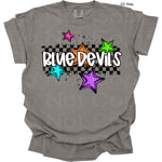 Blue Devils Bright Star Check Mascot DTF Transfer
