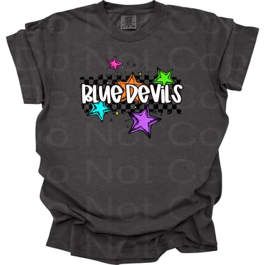 Blue Devils Bright Star Check Mascot DTF Transfer