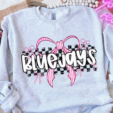 BlueJays Pink Bow with Checks Mascot DTF Transfer