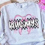 BlueJays Pink Bow with Checks Mascot DTF Transfer