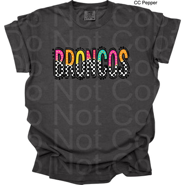 Bright Checkered Broncos DTF Transfer (CR)
