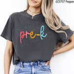 Colorful  Cursive Pre-K DTF Transfer