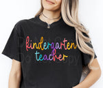 Colorful Cursive KINDERGARTEN TEACHER DTF Transfer