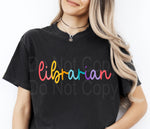 Colorful Cursive LIBRARIAN DTF Transfer