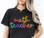 Colorful Cursive MATH TEACHER DTF Transfer