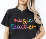 Colorful Cursive MUSIC TEACHER DTF Transfer