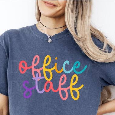 Colorful Cursive OFFICE STAFF DTF Transfer