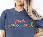 Colorful Cursive PARA PROFESSIONAL DTF Transfer