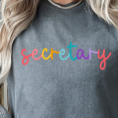 Colorful Cursive SECRETARY DTF Transfer