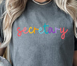 Colorful Cursive SECRETARY DTF Transfer