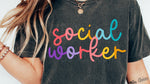 Colorful Cursive SOCIAL WORKER DTF Transfer