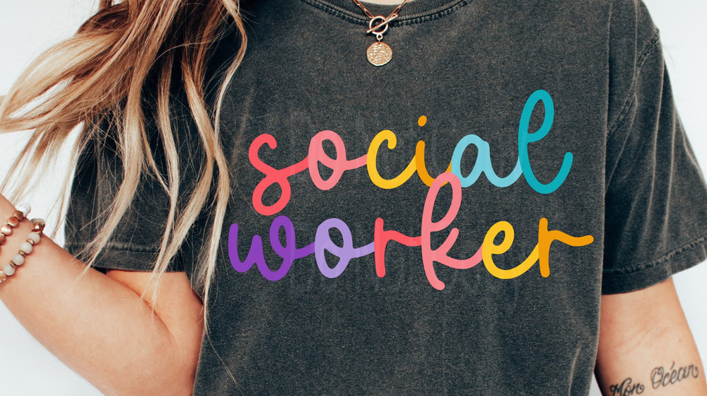 Colorful Cursive SOCIAL WORKER DTF Transfer – Wills Creek Designs