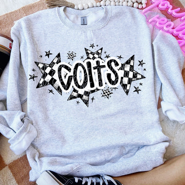 Colts Pink Bow with Checks Mascot DTF Transfer